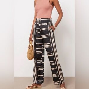 Rails Brendon Black and Cream Striped Wide Leg Pants, Side Pockets, Flowy, Sz. M